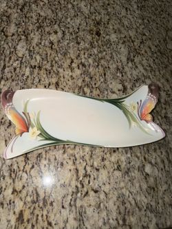 Franz - Papillon Butterfly Design Sculptured Porcelain Rectangular Tray See Pics