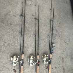 Set Of 3 New SouthBend Black Beauty Fishing Pole W/reel Combo Trout Bass