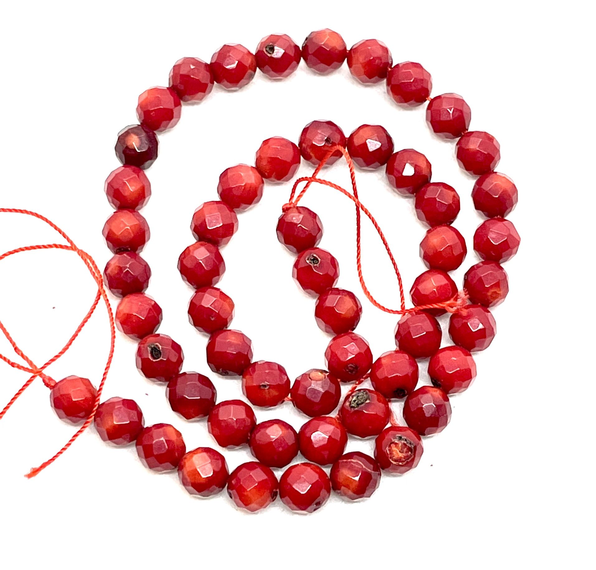 Faceted Red Coral Strand