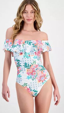 Women's Riveria Resort Printed Off The Shoulder One-Piece Swimsuit