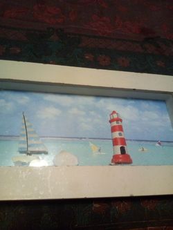 Vintage sailing nautical 3d picture box /14x16