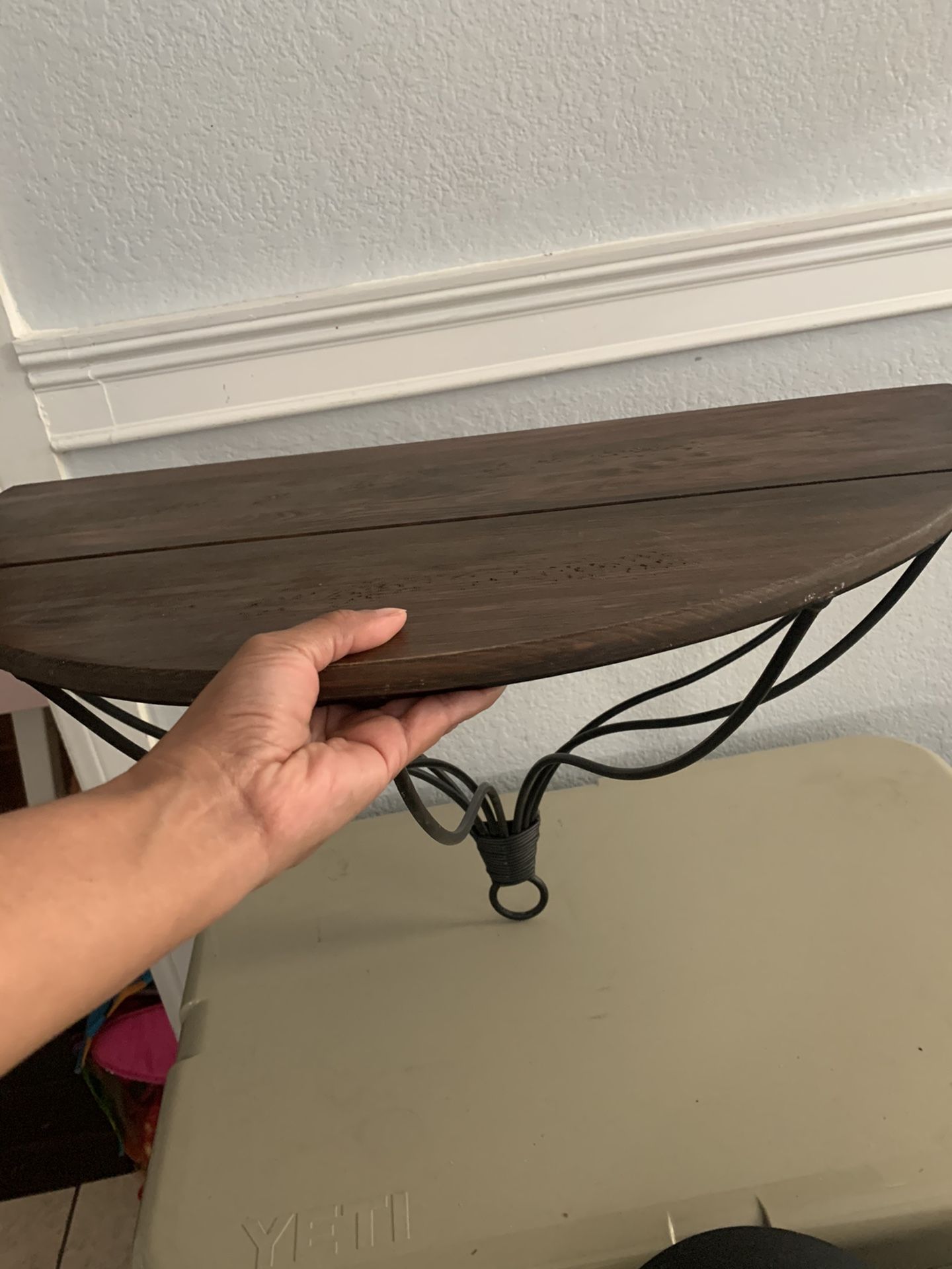 Accent wall wood/metal shelf