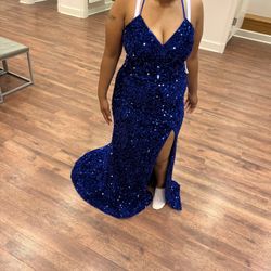 Blue Formal sequence prom dress