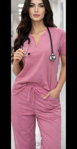 Mandala Limited Pink Scrub Set Large Tall Jogger And Top