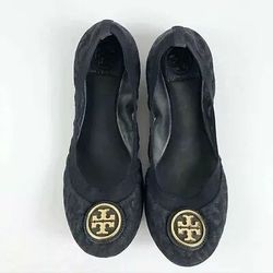 Tory Burch Designer Caroline Animal Leopard Print Metallic Ballet Flats Size 9