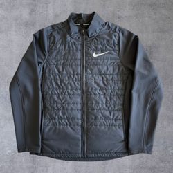 Nike AeroLayer Running Jacket Mens Large Black Quilted Insulated Full Zip AQ4877