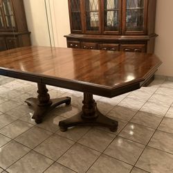 Ethan Allen Solid Wood Double Pedestal Dining Table