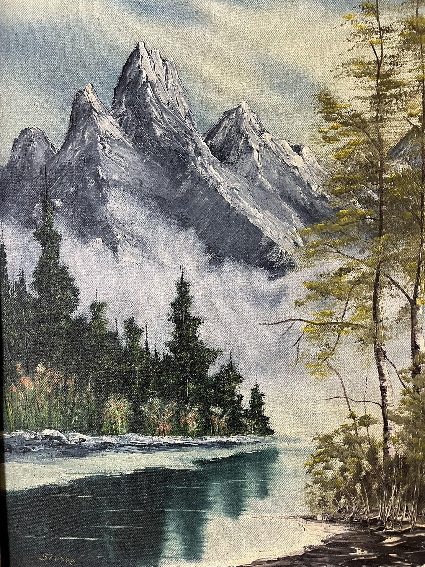 Stunning Original Vintage Mountain View Oil Painting