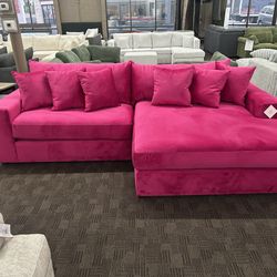 Pink Oversized Sectional Couch