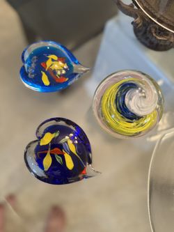 Three Murano Glass Style Paperweights