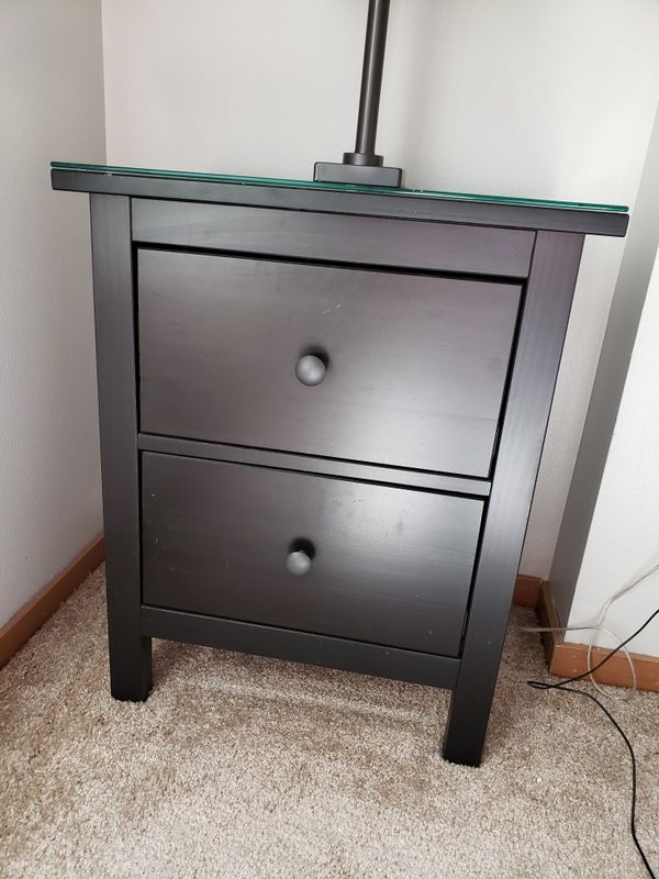 Ikea Hemnes Nightstand Black With Glass Top For Sale In Seattle