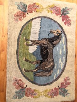 Antique Hooked Rug Unusual