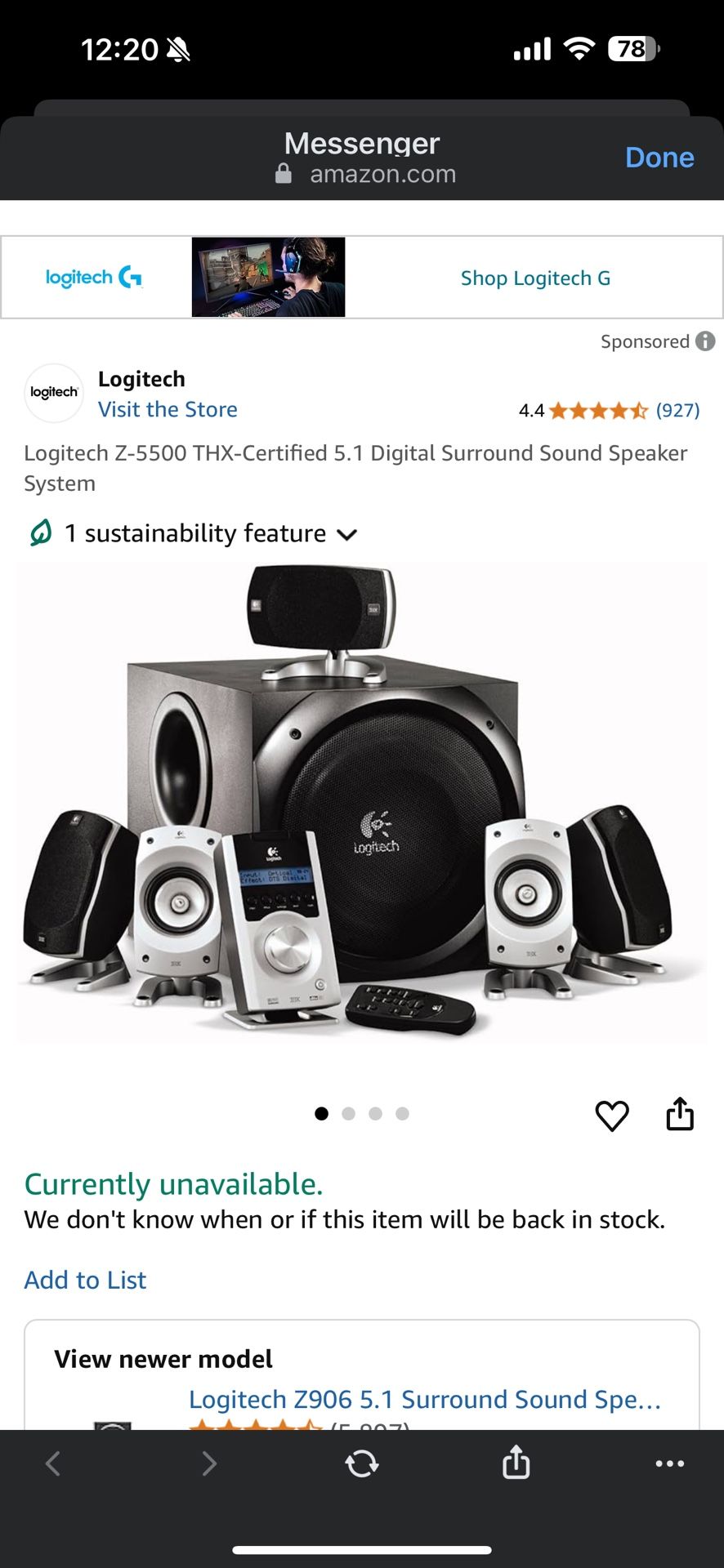 Logitech Z-5500 THX-Certified 5.1 Digital Surround Sound Speaker System