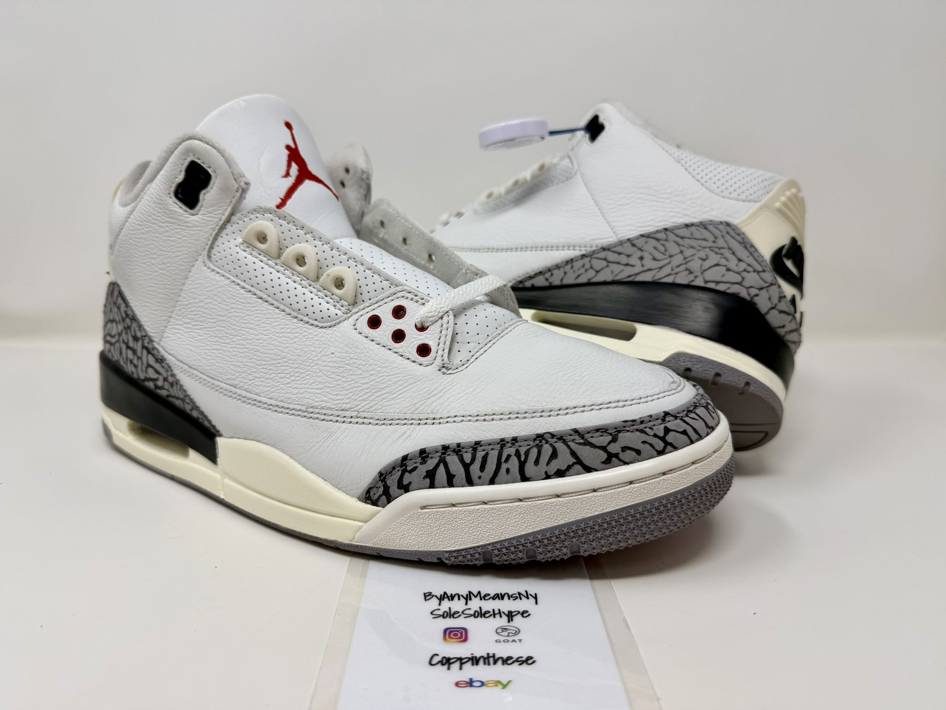 USED 2023 NIKE AIR JORDAN RETRO 3 III REIMAGINED WHITE CEMENT SIZE 12