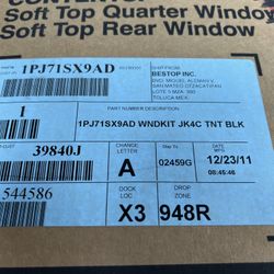 Jeep Soft Top Quarter Windows, SoftTop Rear Window, 1PJ71SX9AD Jk4c Blk 2011-2018. 4 Door