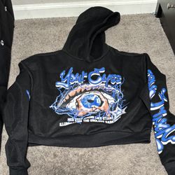 Brand New: Black Cropped Hoodie Size S (36)