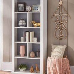 New White Grey or Striped Background Beveled Bookshelf