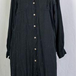 Vintage 80s black oversized shirt dress sz L