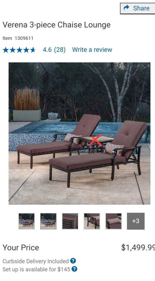 Verena 2 piece Chaise Lounge $500
