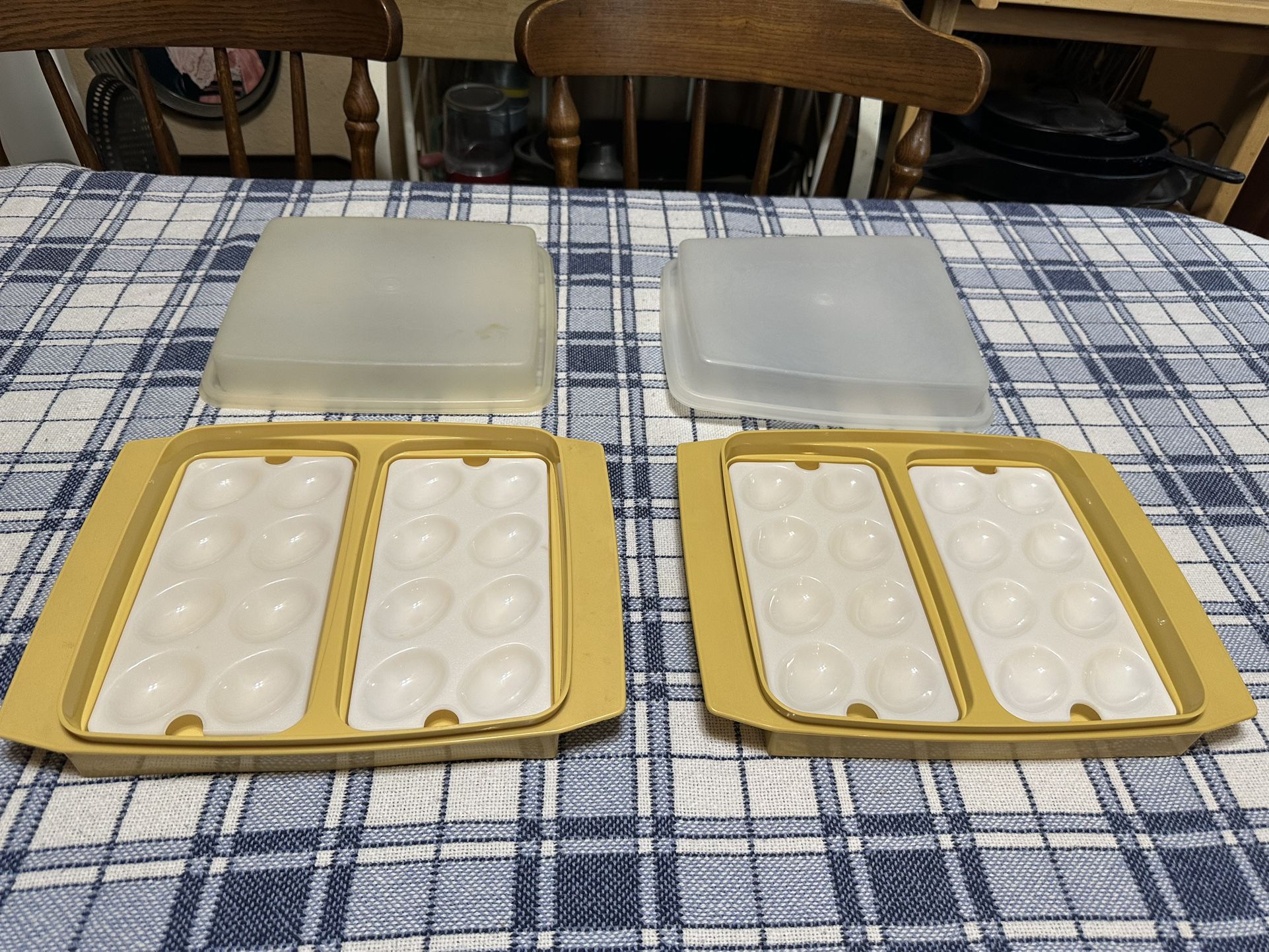 Vintage Harvest Gold Tupperware Egg Keepers