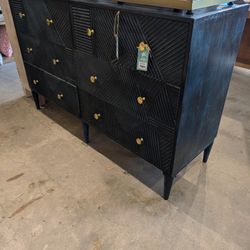 Mango Wood Six Drawer Carved Dresser In Toco