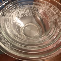 Vintage Pyrex Colonial Mist White Mixing Bowls 