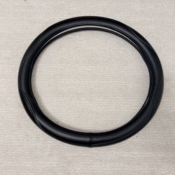 Black Genuine Leather Steering Wheel Cover