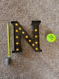 9" black metal marquee light - Letter N