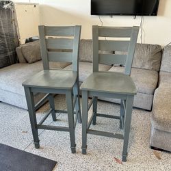 Pair Wooden Bar Stools