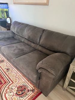 Gray Suede 3-Seat Sofa