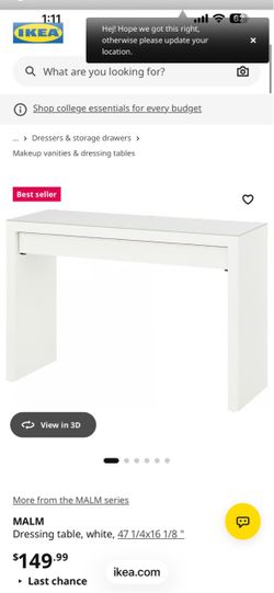 IKEA Malm Dressing Table Vanity Table