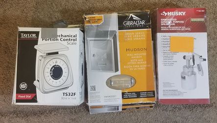 Taylor scale, wall mount Mailbox, spray gun