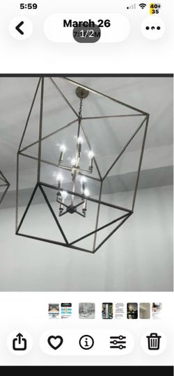 48” Geometric Metal Chandelier with Candle Lights