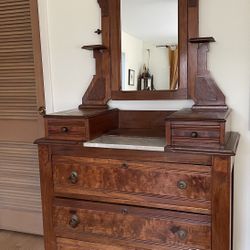 Antique Hutch / Dresser With Mirror 