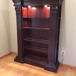 Mohogany Wood Book Case With Glass Shelf - Moving Sale