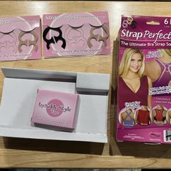 Strap Perfect-Ultimate Bra Strap-6 pack (2 clear/2 nude/2 black plus invisible style tape-Never Used