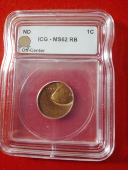 Lincoln cent of center error ms 62