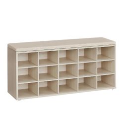 Shoe Bench, Shoe Organizer with 15 Compartments, Padded Seat, for Entry, Hallway, Closet, Natural Beige and Cappuccino Beige LHS015K04