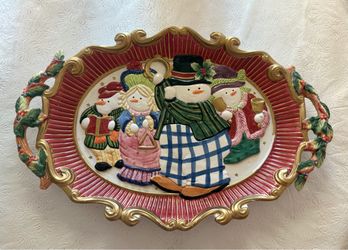 Christmas Snowman Ceramic Serving Platter