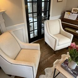White Fabric Chairs! $100 For Both!