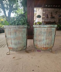 Turquoise Stripes Clay Pots, Planters, Plants. Talavera, Pottery $80 cada una