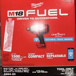 M18 FUEL ONE-KEY 18V Li-lon Brushless Cordless 1/2 in. Ext Anvil Controlled Torque Impact Wrench w/Resistant Batteries