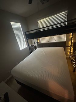 Queen bed (like New;used maybe 6 times) and twin bunk