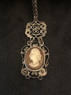 Sterling Silver Vintage Cameo Necklace