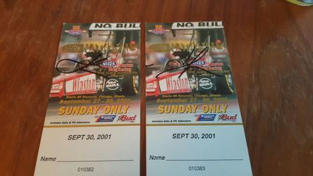 2 AUTOGRAPHED John Force NHRA FINAL TICKETS
