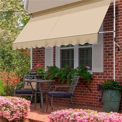 Manual Retractable Patio Awning with Adjustable Height