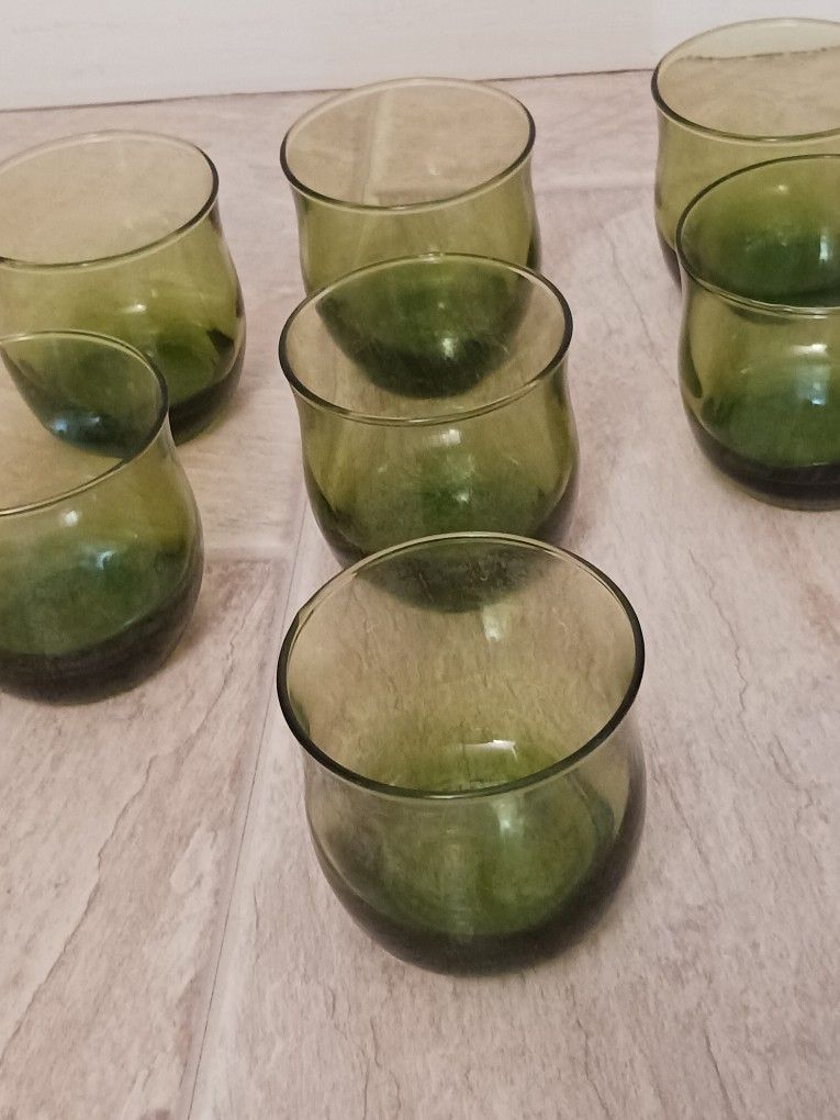 Set Of Green Glass Tumbler Glasses