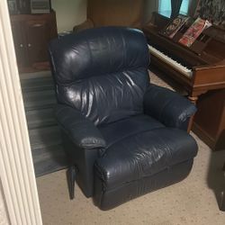 BarcaLounger Blue Leather Recliner