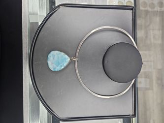 Sterling silver choker with large turquoise  pendant