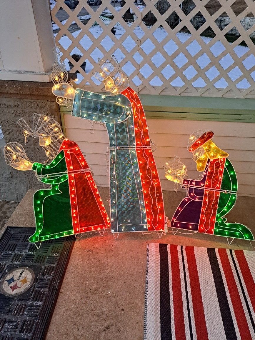 Lighted 3 Wise Men Metal & Acrylic Christmas Figures